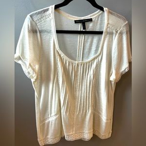 White House Black Market Cream colored top with lace accents.  Size XL